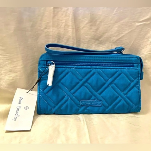 🎉HP🎉New! Vera Bradley Bahama Bay RFID Front Dual Zip Wristlet Wallet💙🌊🦋 - Picture 2 of 13